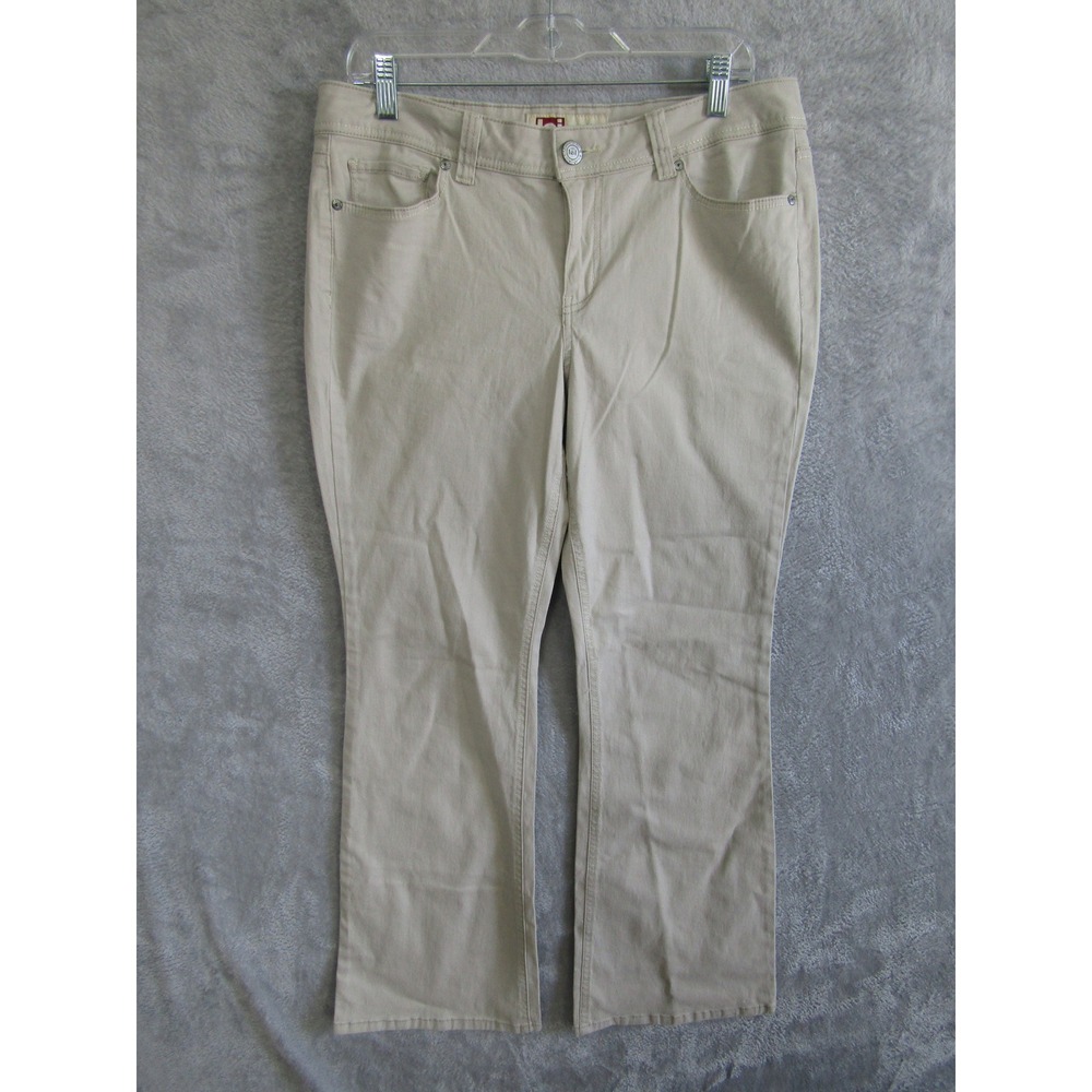 LEI Sophia Hipster Flare‎ Khaki Tan Pants Womens Size 13 Regular Y2K Retro